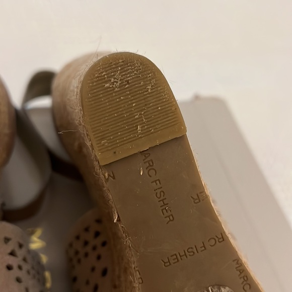 Marc Fisher HASINA platform wedge espadrilles in color called dark natural suede - Picture 6 of 7